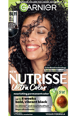 Front of pack of Nutrisse Ultra Color BL11 – Reflective Jet Blue Black